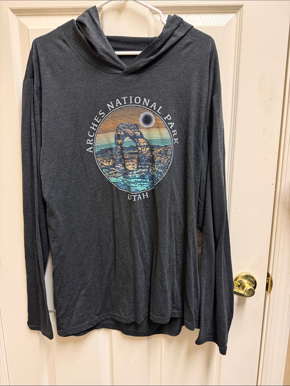 Arches National Park Graphic Hooded Tee - Charcoal